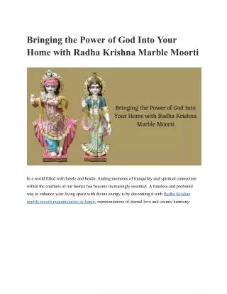 Bringing the Power of God Into Your Home with Radha Krishna Marble Moorti