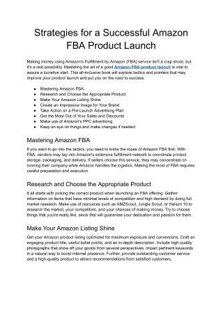 Strategies for a Successful Amazon FBA Product Launch - Google Docs