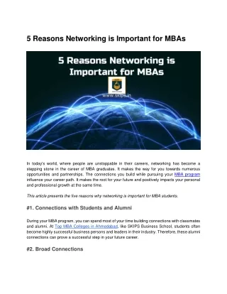 5 Reasons Networking is Important for MBAs