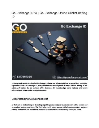 Go Exchange ID to | Go Exchange Online Cricket Betting ID