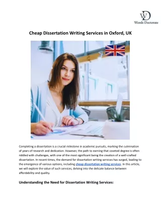 Cheap Dissertation Writing Services in Oxford, UK