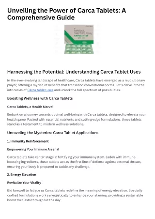 carca tablet uses