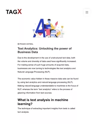 Text Analytics Unlocking the power of Business Data