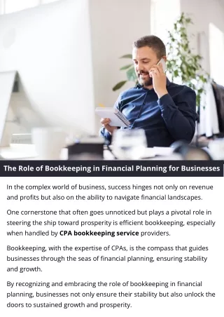 The Role of Bookkeeping in Financial Planning for Businesses