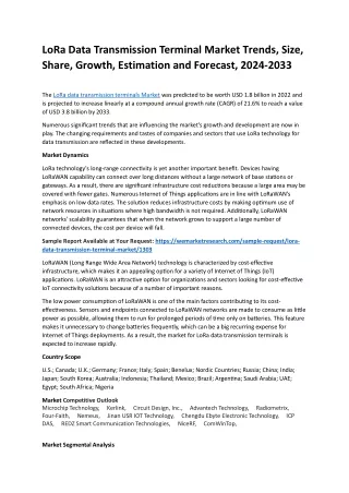 LoRa Data Transmission Terminal Market Size & Share Report, 2033