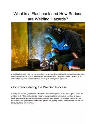 What is a Flashback and How Serious are Welding Hazards