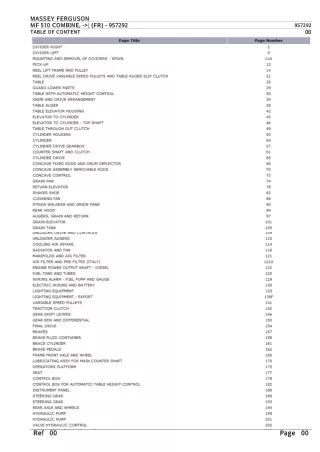 Massey Ferguson MF 510 COMBINE, - (FR) Parts Catalogue Manual