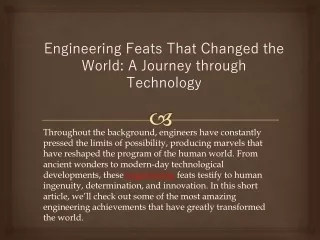 Engineering Feats That Changed the World A Journey through Technology