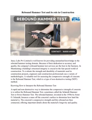 Rebound Hammer Test and its role in Construction