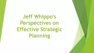 Jeff Whippo's Perspectives on Effective Strategic Planning