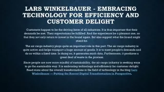 Lars Winkelbauer - Embracing Technology for Efficiency and Customer Delight