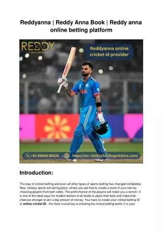 Reddyanna | Reddy Anna Book | Reddy anna online betting platform