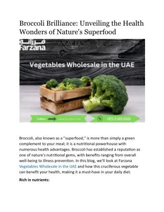 Broccoli Brilliance Unveiling the Health Wonders of Nature's Superfood