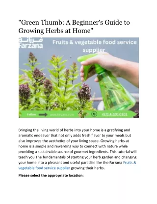 Green Thumb A Beginner's Guide to Growing Herbs at Home