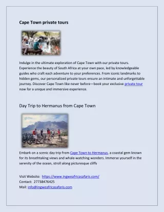 cape town safari day trip | Ingwe Africa Safaris