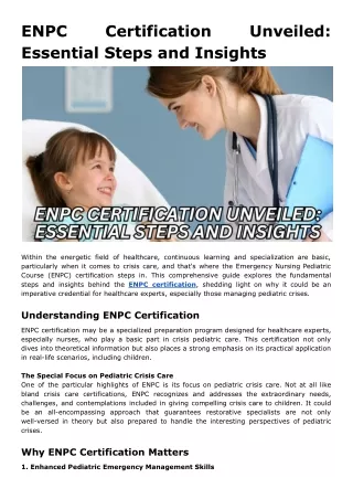 ENPC Certification Unveiled: Essential Steps and Insights
