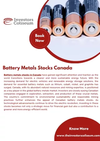 Battery Metals Stocks Canada