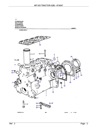Massey Ferguson MF 565 TRACTOR (GB) Service Parts Catalogue Manual (Part Number  819647)