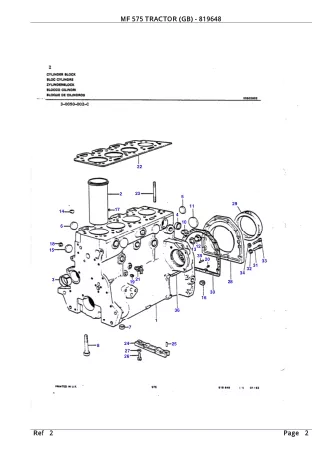 Massey Ferguson MF 575 TRACTOR (GB) Service Parts Catalogue Manual (Part Number  819648)