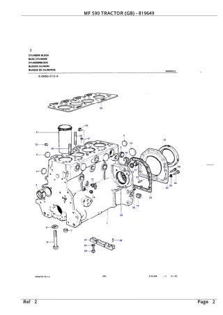 Massey Ferguson MF 590 TRACTOR (GB) Service Parts Catalogue Manual (Part Number  819649)