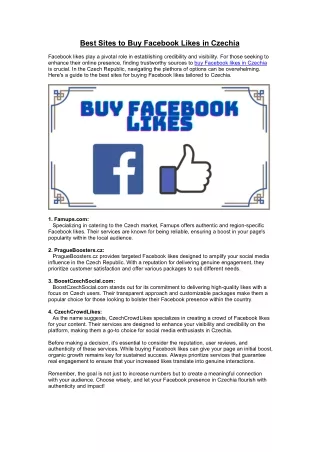 Best Sites to Buy Facebook Likes in Czechia