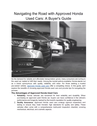 Navigating the Road with Approved Honda Used Cars_ A Buyer's Guide