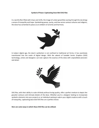 Symbol of Peace: Captivating Dove Bird SVG Files