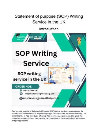 Statement of purpose (SOP) Writing Service in the UK