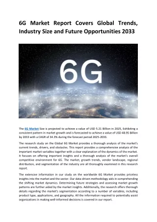 6G Market Report Covers Global Trends