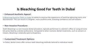 Is Bleaching Good For Teeth in Dubai