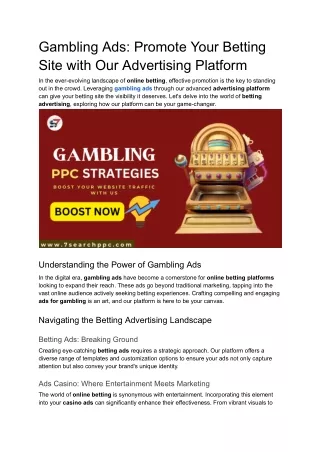 Gambling Ads: Promote Your Betting Site with Our Advertising Platform