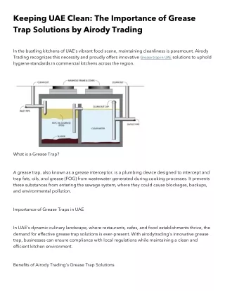 Keeping UAE Clean The Importance of Grease Trap Solutions by Airody Trading