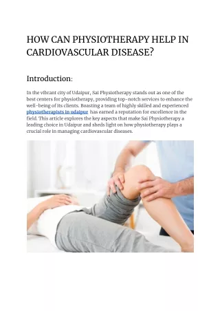 HOW CAN PHYSIOTHERAPY HELP IN CARDIOVASCULAR DISEASE (1)