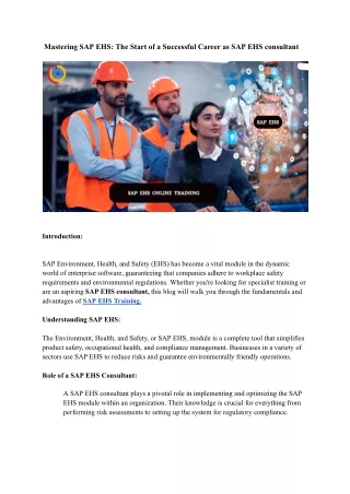 Mastering SAP EHS_ The Start of a Successful Career as SAP EHS consultant