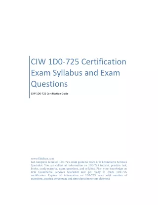 CIW 1D0-725 Certification Exam Syllabus and Exam Questions