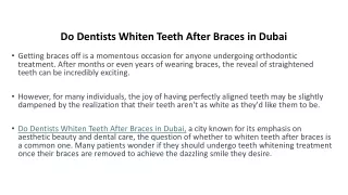 Do Dentists Whiten Teeth After Braces in Dubai