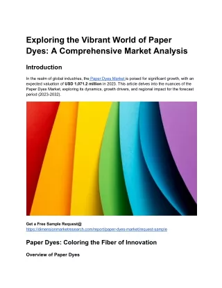 Paper Dyes Market Overview_ Trends