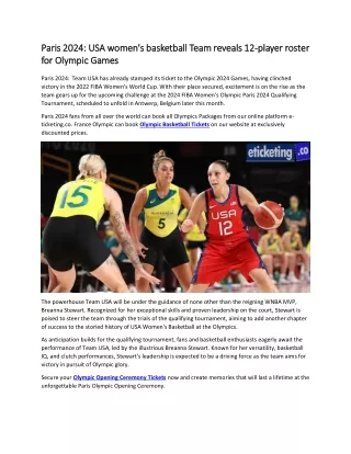 Paris 2024 USA women's basketball Team reveals 12-player roster for Olympic Games
