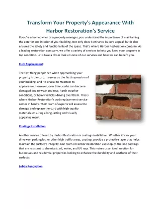 Harbor Restoration (23 january)