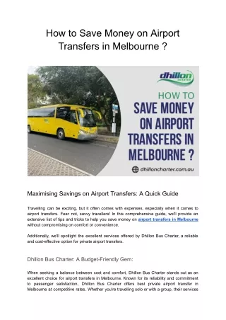 Affordable Alternatives for Melbourne Airport Transfers