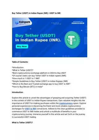 Buy Tether (USDT) in Indian Rupee (INR) | USDT to INR