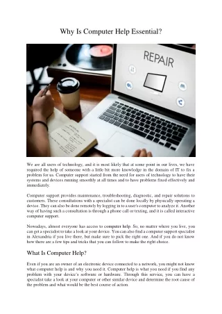 Why Is Computer Help Essential