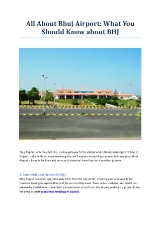 All About Bhuj Airport What You Should Know about BHJ