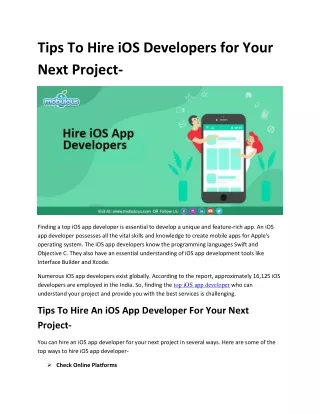Tips to Secure Expert iOS App Developers