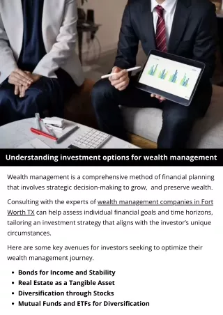 Understanding investment options for wealth management