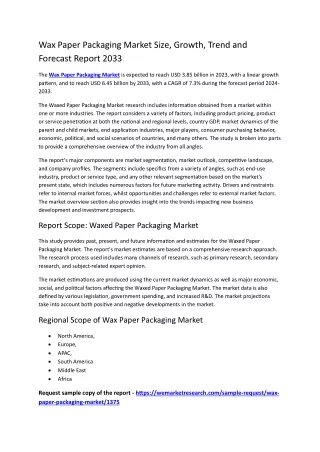 Wax Paper Packaging Market