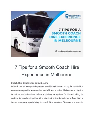 Mastering Melbourne: 7 Tips for a Seamless Coach Hire Experience