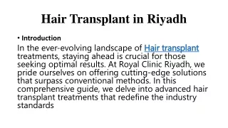 Hair Transplant in Riyadh