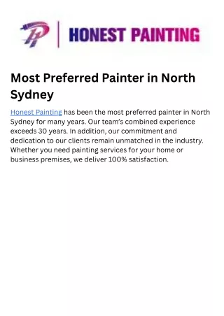 Most Preferred Painter in North Sydney