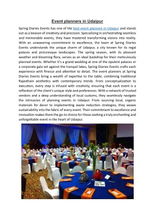 Event planners in Udaipur